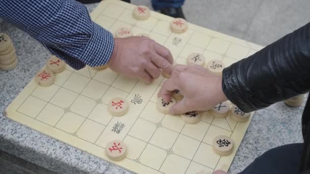 Uomini anziani che giocano a scacchi in un parco - Filmati, video