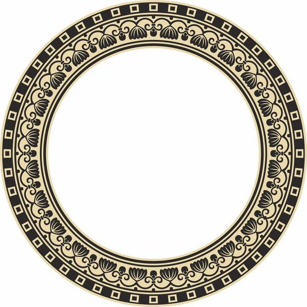 Wektor złoto z czarny okrągły ornament pierścień starożytnej Grecji. Klasyczny wzór ramki granicy Imperium Rzymskiego - Wektor, obraz