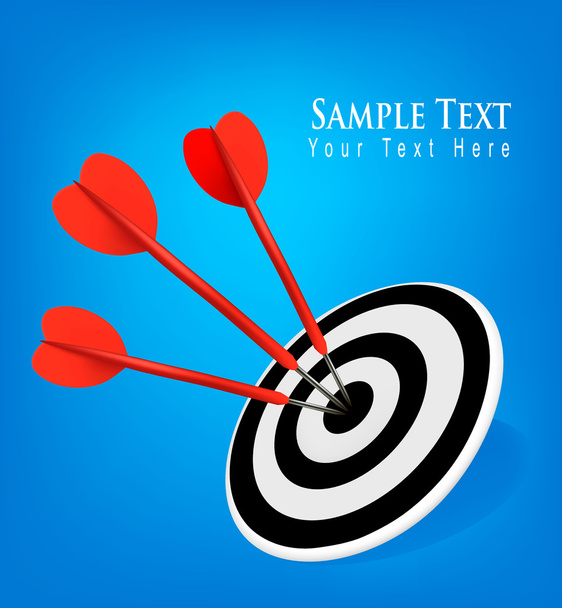 Red darts hitting a target. Success concept. Vector illustration - Vektor, Bild