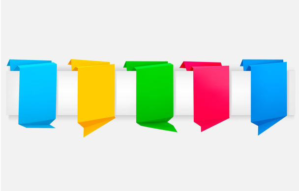 Big set of colorful origami paper banners. Vector illustration. - Vector, Imagen
