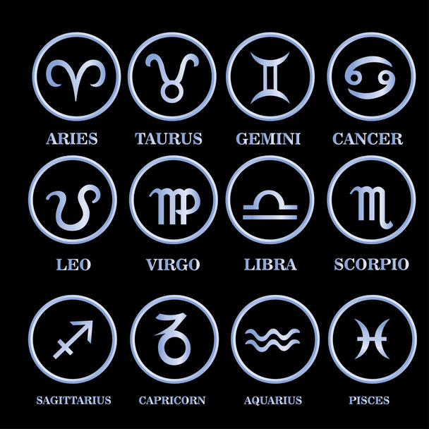 Set zodiac sign in circle frame - Vector, Image