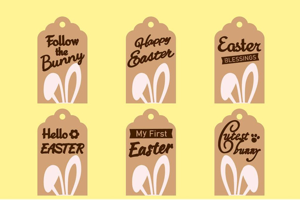 EASTER TAGS BUNDLE Digital multilayer mayout files are specially prepared for the fer cut, CNC router machine and other cutting machines. - Вектор,изображение