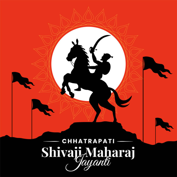 Chhatrapati Shivaji Maharaj Jayanti groet, grote Indiase Maratha koning vector - Vector, afbeelding
