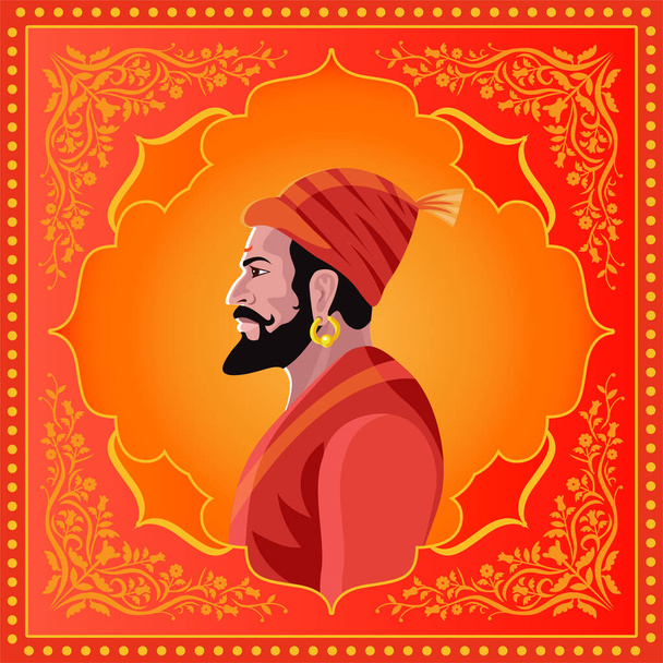 Chhatrapati Shivaji maharaj retrato artístico estilo vector - Vector, Imagen