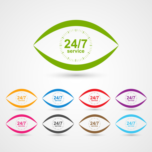 24 heures 7 jours icône du service à la clientèle sous la forme d'oeil
. - Vecteur, image