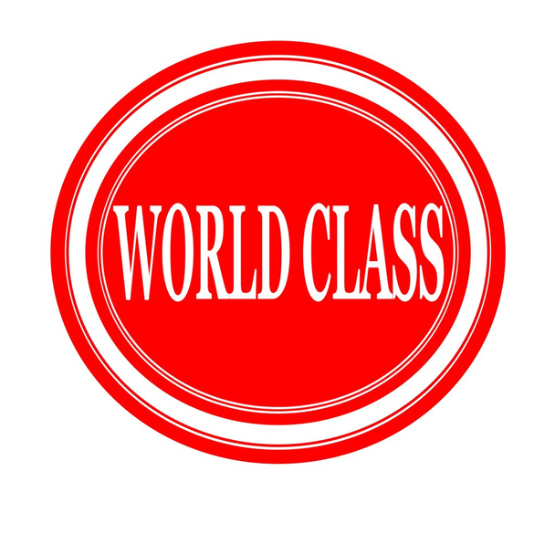Světové třídy text bílý razítka na červené - Fotografie, Obrázek