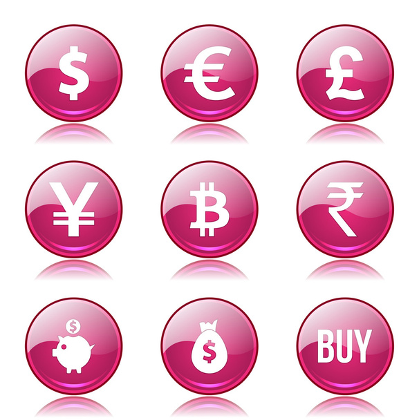 Currency Sign Icon Set - Wektor, obraz