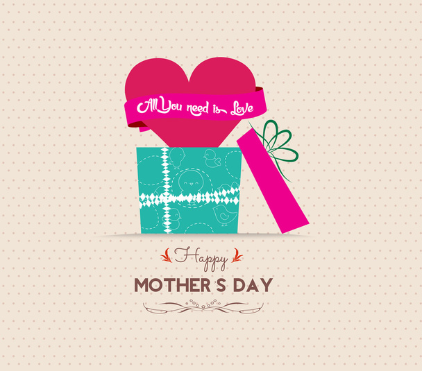 Mothers day greeting card with gift - Διάνυσμα, εικόνα