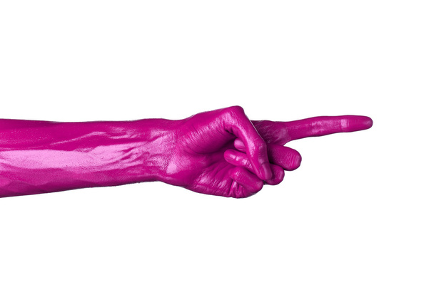 Розовая рука на белом фоне, изолированные, краска
 - Фото, изображение