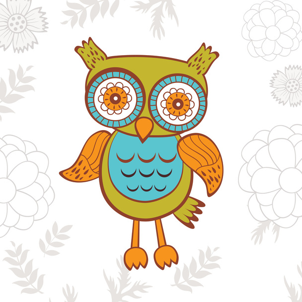 Cute illustration of bright owl character - Vector, imagen