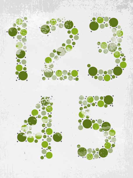 Numbers made from green circles - Vector, Image