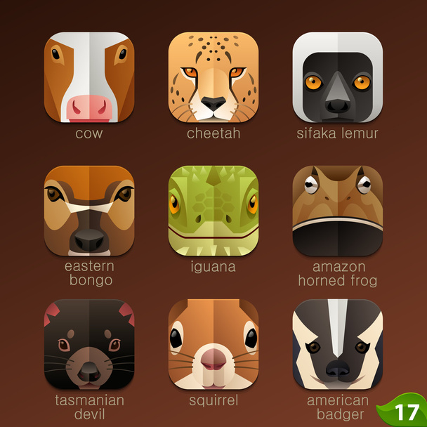 Animals muzzles icons - Vector, Image