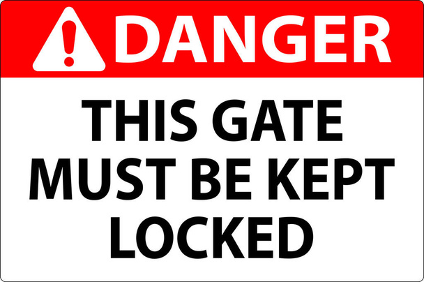Vaara merkki, portti on pidettävä lukittuna - Vektori, kuva