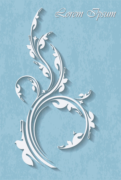 Floral branch on a turquoise background - Vector, imagen