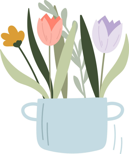 Wiosna Kwiaty w Pot Wektor ilustracji - Wektor, obraz