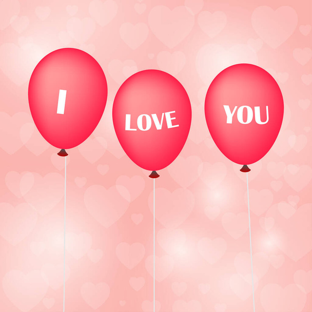 Rode ballonnen, ik hou ervan dat je zweeft in de lucht. Valentijnsdag  - Vector, afbeelding