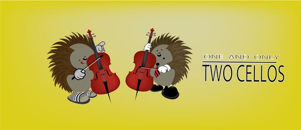 Two hedgehogs playing cello - Vecteur, image