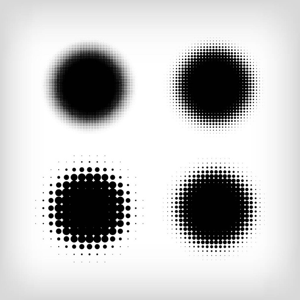Halftone texture with 4 different round dots. Vector. Modern background for posters, websites, web pages, business cards, postcards, interior design. Punk, pop, grunge in vintage style. Minimalism. - Vector, Image