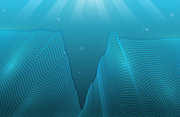 Векторно-голубая марианская траншея под водой - Вектор,изображение