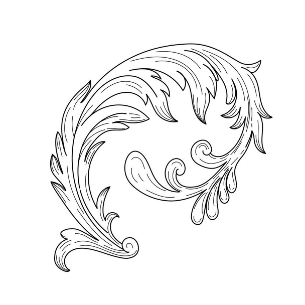 diseño decorativo tatuaje blanco y negro, florece ornamento caligráfico - Vector, imagen