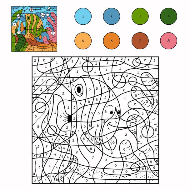 Color por número (peces
) - Vector, imagen