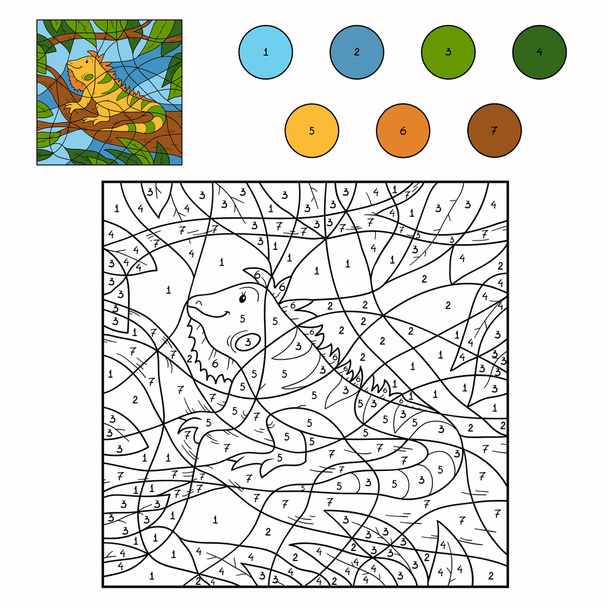 Color por número (iguana
) - Vector, imagen