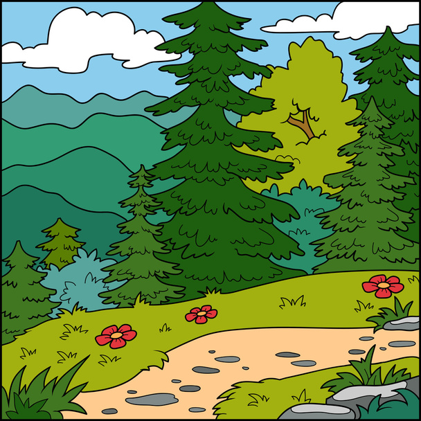 Illustrazione vettoriale, sfondo naturale (foresta
) - Vettoriali, immagini