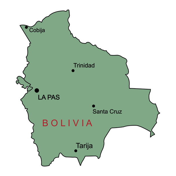 Mapa Bolívie vektorové ilustrace jednoduchá konstrukce - Vektor, obrázek