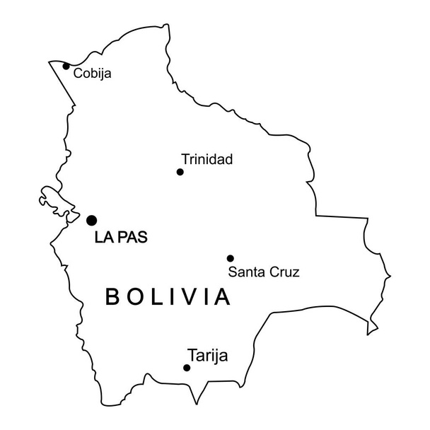 Mapa Bolívie vektorové ilustrace jednoduchá konstrukce - Vektor, obrázek