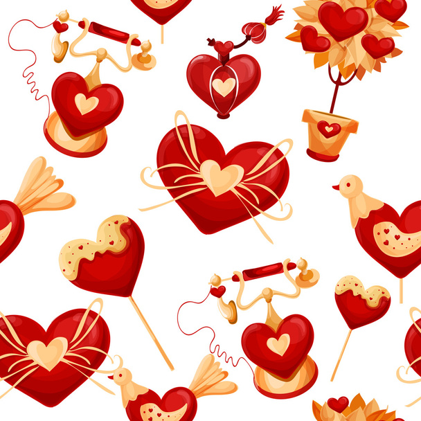 Vintage red hearts set - Vector, Image