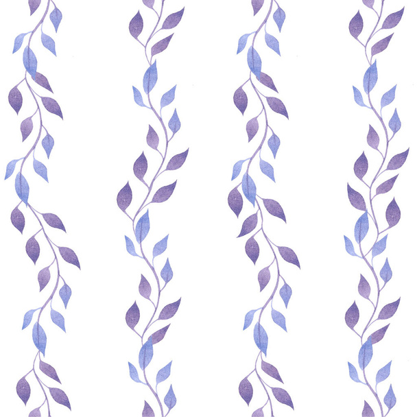 акварель бесшовный узор украшения с голубыми ветвями - Фото, изображение
