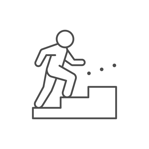 Escaliers ligne d'escalade icône de contour isolé sur blanc. Illustration vectorielle - Vecteur, image