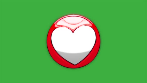 Κινούμενο σχέδιο βίντεο κινουμένων σχεδίων ενός λογότυπου καρδιά σε ένα πράσινο φόντο οθόνη - Πλάνα, βίντεο
