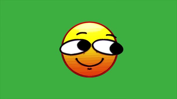 Expresión de dibujos animados icono de la cara de animación sobre fondo de pantalla verde - Metraje, vídeo