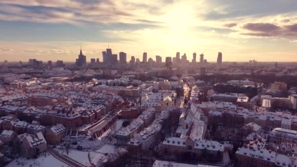 Aerial footage of Warsaw, Poland in winter - Footage, Video