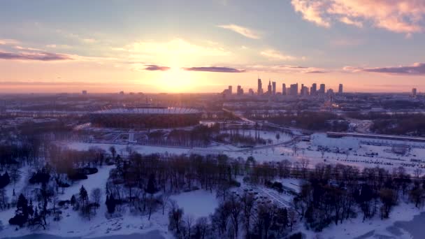 Images Aériennes de Varsovie, Pologne en hiver - Séquence, vidéo