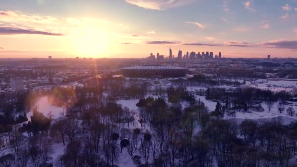 Luftaufnahmen von Warschau, Polen im Winter - Filmmaterial, Video