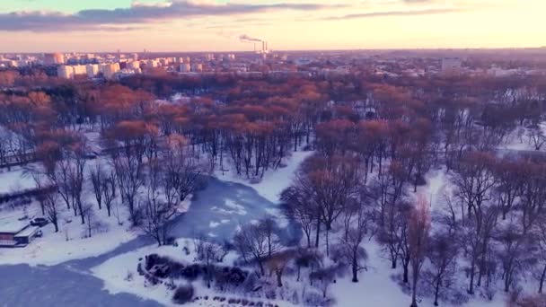 Εναέρια πλάνα από Βαρσοβία, Πολωνία το χειμώνα - Πλάνα, βίντεο