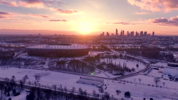 Filmati aerei di Varsavia, Polonia in inverno - Filmati, video