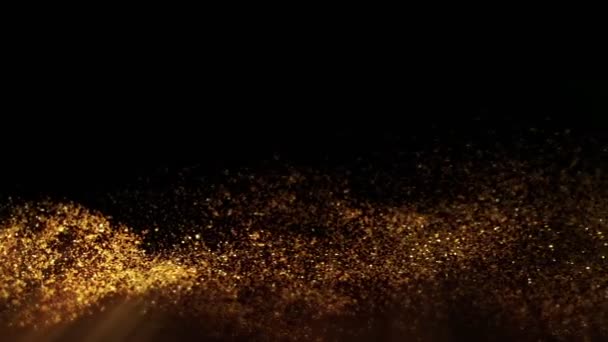 Super Slow Motion Shot of Festive Golden Glittering Background a 1000fps. Filmado con cámara de cine de alta velocidad en resolución 4K. - Metraje, vídeo