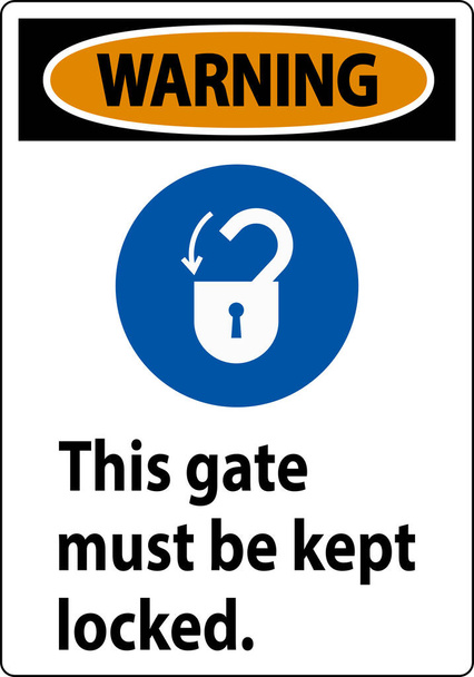 Varoitusmerkki, portti on pidettävä lukittuna - Vektori, kuva