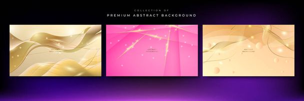 Set van luxe elegante gouden en roze abstracte achtergrond - Vector, afbeelding