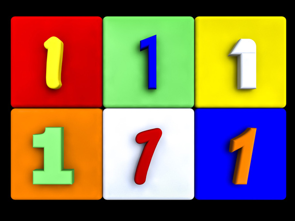vários números 1 em cubos coloridos
 - Foto, Imagem