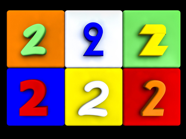 різні числа 2 на кольорових кубиках
 - Фото, зображення