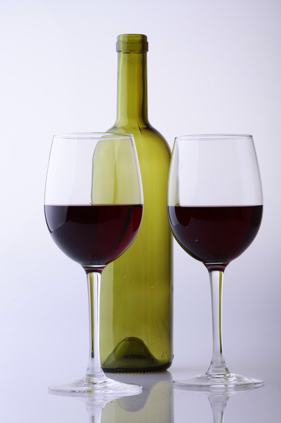 Wine bottle and glasses - Фото, изображение