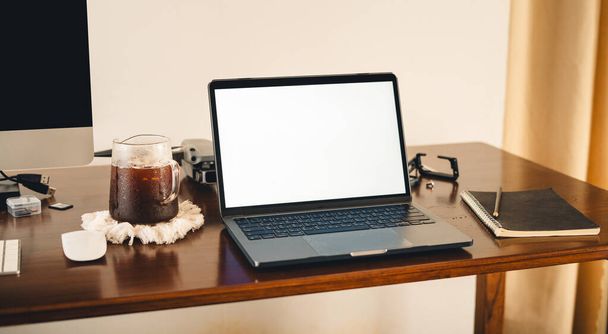 Mockup image for using laptop at home. Home office set-up. - Photo, Image