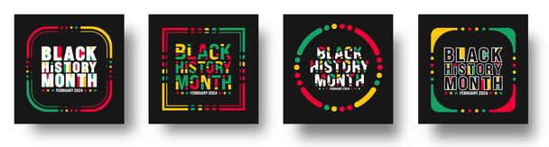 Black history month 2024 hand drawing colorful font letter typography design. Black history month 2024 calligraphy alphabet font design with social media post banner template set. - Vector, Image