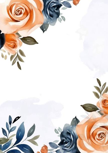 葉パターンの背景と花の桃のベクトルフレーム - ベクター画像