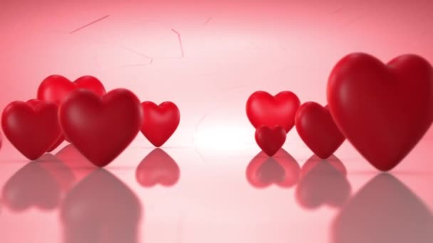 3D volando entre corazones, Día de San Valentín, 60fps - Metraje, vídeo