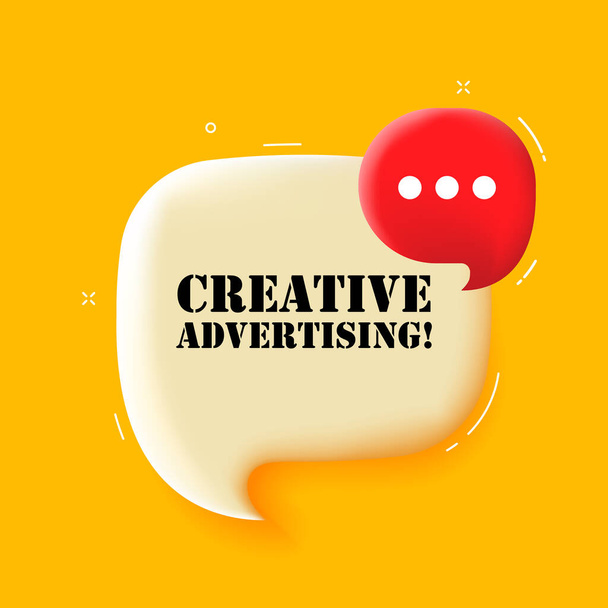 Luova mainonta. Puhe kupla Creative mainonta tekstiä. 3d kuva. Pop-taidetta. Liiketoiminnan ja mainonnan vektorikuvake - Vektori, kuva